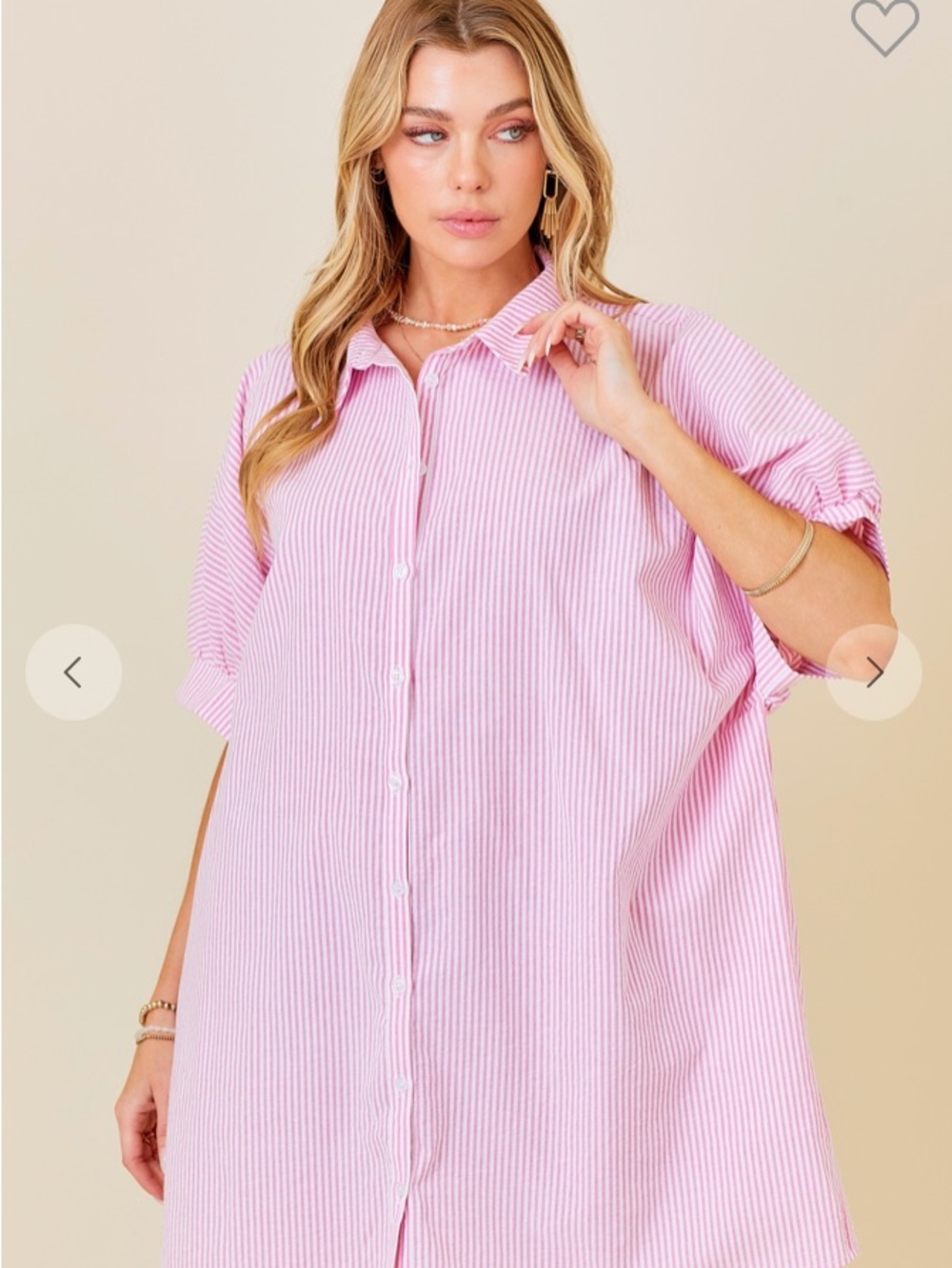 Pink Striped Button-Down Shirt Dress